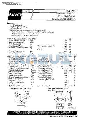 2SJ267 datasheet - Very High-Speed Switching Applications