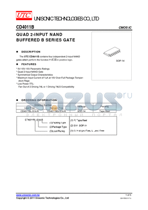 CD4011B datasheet - QUAD 2-INPUT NAND BUFFERED B SERIES GATE