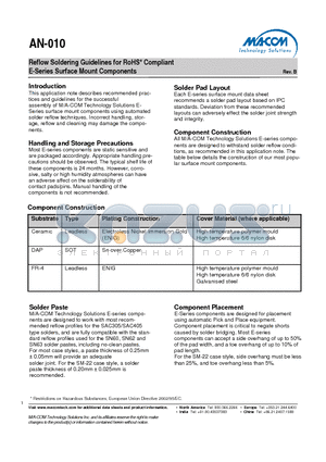AN-010 datasheet - Reflow Soldering Guidelines for RoHS* Compliant E-Series Surface Mount Components