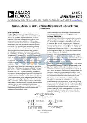 AN-0971 datasheet - Recommendations for Control of Radiated Emissions with isoPower Devices