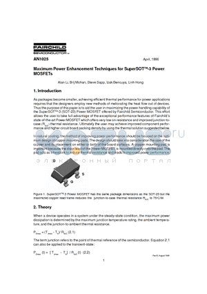 AN-1025 datasheet - Maximum Power Enhancement Techniques for SuperSOTTM-3 Power MOSFETs