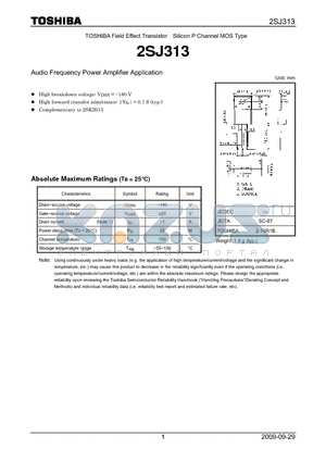 2SJ313 datasheet - Audio Frequency Power Amplifier Application