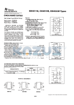 CD4011BK3 datasheet - CMOS NAND GATES