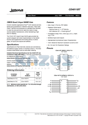 CD4011BKTR datasheet - CMOS Quad 2-Input NAND Gate