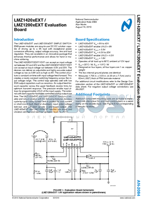 AN-2084 datasheet - LMZ1420xEXT/ LMZ1200xEXT Evaluation Board