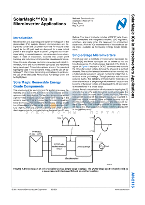 AN-2116 datasheet - SolarMagic ICs in Microinverter Applications