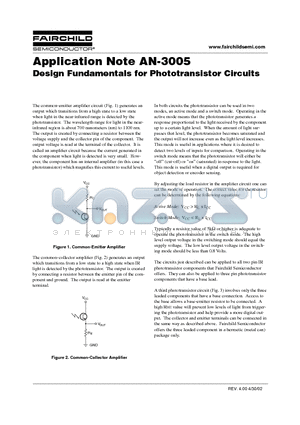 AN-3005 datasheet - Design Fundamentals for Phototransistor Circuits