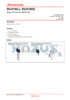 2SJ319STL-E datasheet - Silicon P Channel MOS FET