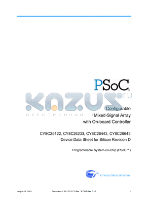 CY8C25122-24PI datasheet - Configurable Mixed-Signal Array with On-board Controller