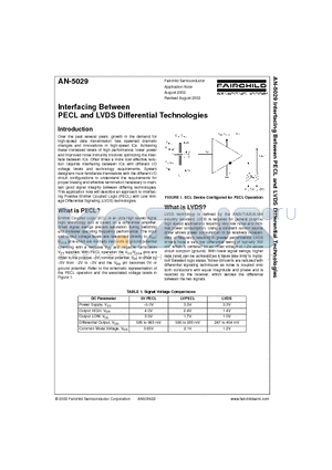 AN-5029 datasheet - Interfacing Between PECL and LVDS Differential Technologies