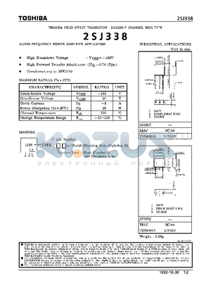 2SJ338 datasheet - P CHANNEL MOS TYPE (AUDIO FREQUENCY POWER AMPLIFIER APPLICATIONS)