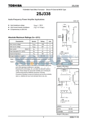 2SJ338_07 datasheet - Audio-Frequency Power Amplifier Applications