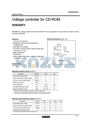 BH6552FV datasheet - Voltage controller for CD-ROM