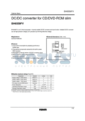 BH6559FV datasheet - DC/DC converter for CD/DVD-ROM slim
