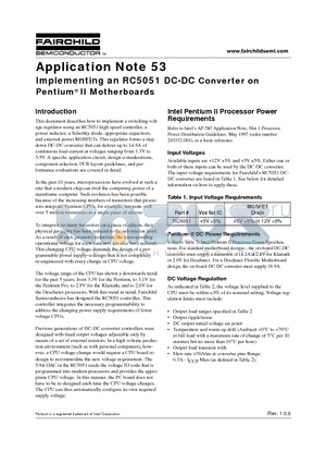 AN-53 datasheet - Implementing an RC5051 DC-DC Converter on Pentium II Motherboards