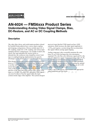 AN-6024 datasheet - Understanding Analog Video Signal Clamps, Bias, DC-Restore, and AC or DC Coupling Methods