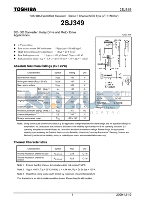 2SJ349 datasheet - DC−DC Converter, Relay Drive and Motor Drive Applications