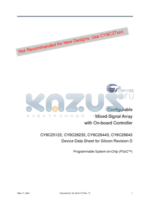 CY8C26233-24SXI datasheet - Mixed-Signal Array with On-board Controller