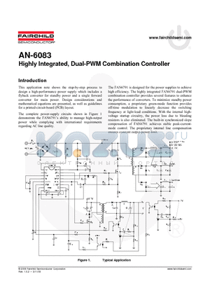 AN-6083 datasheet - Highly Integrated, Dual-PWM Combination Controller