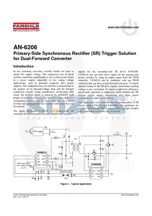 AN-6206 datasheet - Primary-Side Synchronous Rectifier (SR) Trigger Solution for Dual-Forward Converter
