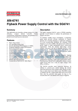 AN-6741 datasheet - Flyback Power Supply Control