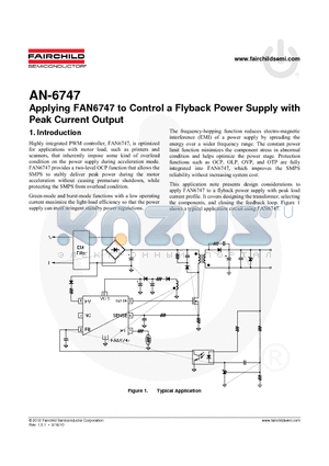 AN-6747 datasheet - Control a Flyback Power Supply with Peak Current Output