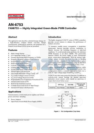 AN-6753 datasheet - Highly Integrated Green-Mode PWM Controller