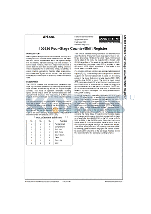 AN-684 datasheet - 100336 Four-Stage Counter/Shift Register