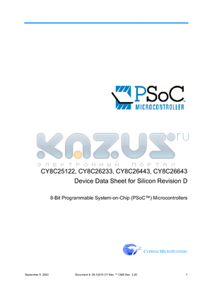 CY8C26643-24PVI datasheet - 8-Bit Programmable System-on-Chip (PSoC) Microcontrollers