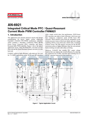 AN-6921 datasheet - Integrated Critical Mode PFC / Quasi-Resonant Current Mode PWM Controller