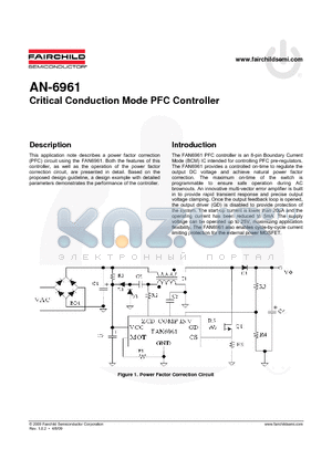 AN-6961 datasheet - Critical Conduction Mode PFC Controller