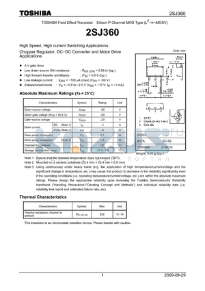 2SJ360_09 datasheet - Chopper Regulator, DC−DC Converter and Motor Drive Applications
