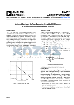 AN-732 datasheet - Universal Precision Op Amp Evaluation Board in SOIC Package