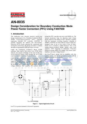 AN-8035 datasheet - Boundary Conduction Mode Power Factor Correction (PFC)