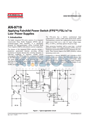 AN-9719 datasheet - Power Switch (FPS) FSL1x7 to Low- Power Supplies
