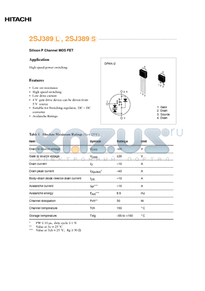 2SJ389S datasheet - Silicon P Channel MOS FET
