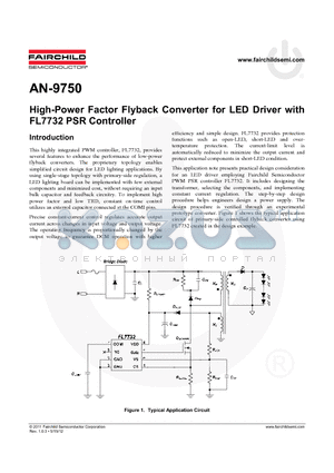 AN-9750 datasheet - High-Power Factor Flyback Converter for LED Driver with