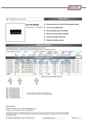 144-205-02 datasheet - PCB MOUNTING LEDs -  2mm
