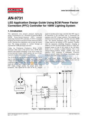 AN-9731 datasheet - LED Application Design Guide Using BCM Power Factor Correction (PFC) Controller for 100W Lighting System