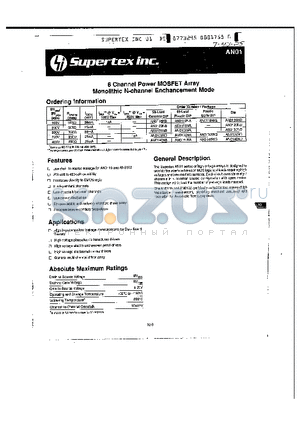 AN0116 datasheet - 8 Channel Power MOSFET Array Monolithic N-channel Enchancement Mode