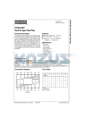 CD4013BC datasheet - Dual D-Type Flip-Flop