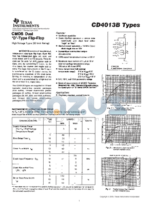 CD4013BE datasheet - CMOS DUAL D-TYPE FLIP-FLOP