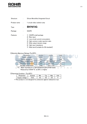 BH7673G datasheet - Silicon Monolithic Integrated Circuit