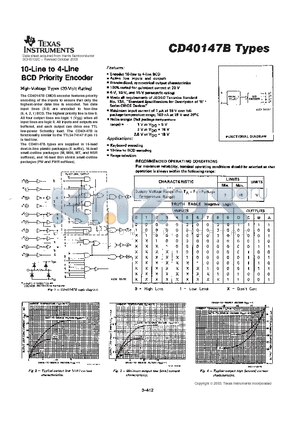 CD4014 datasheet - 10-LINE TO 4-LINE BCD PRIORITY ENCODER