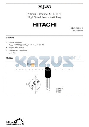 2SJ483 datasheet - Silicon P Channel MOS FET High Speed Power Switching