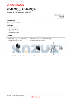 2SJ479 datasheet - Silicon P Channel MOS FET