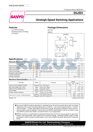 2SJ501 datasheet - Ultrahigh-Speed Switching Applications