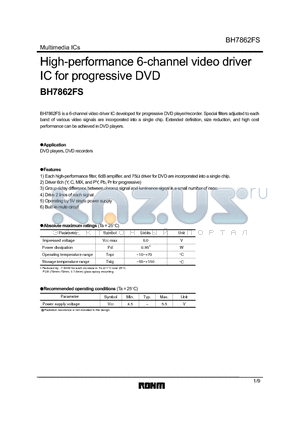 BH7862FS datasheet - High-performance 6-channel video driver IC for progressive DVD