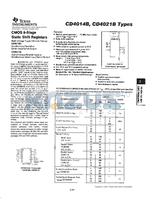 CD4014BM datasheet - CMOS 8-Stage Static Shift Registers