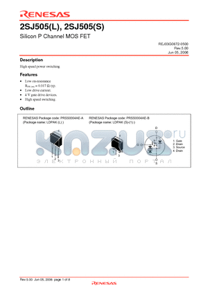 2SJ505S datasheet - Silicon P Channel MOS FET